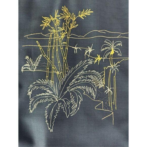 Havanera Tropical Blue Embroidered Palm Tree Resort Button Shirt Size Medium - Picture 7 of 10